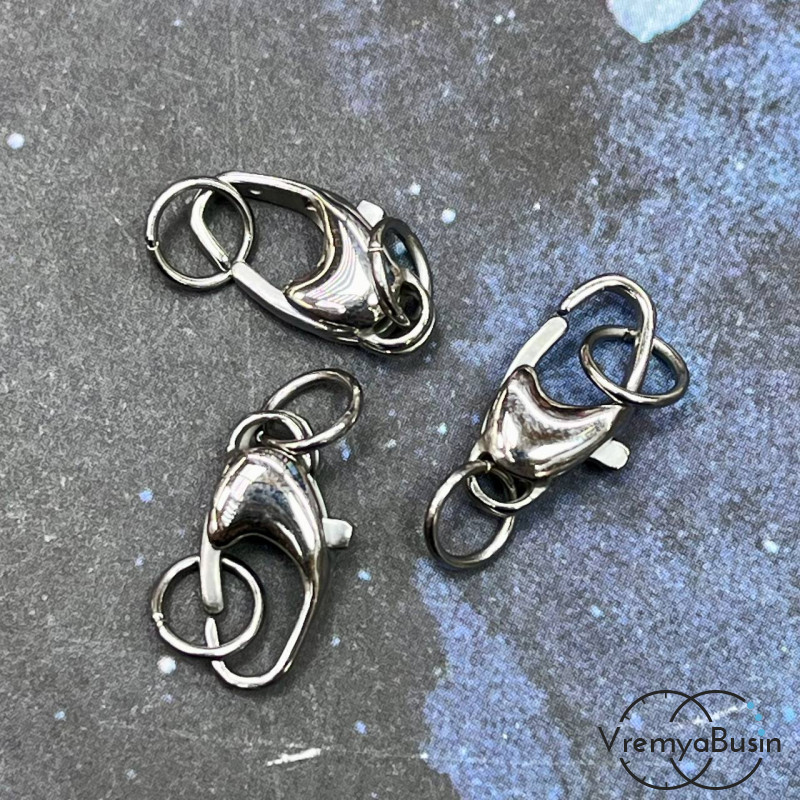 Карабин из нержавеющей стали,    14х8  мм, с колечком (1 шт.)