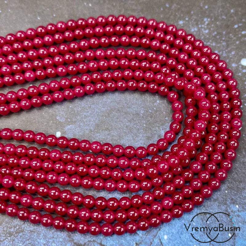 Корунд синт., шарик гладкий 4 мм (1/2 нити, ок. 45 шт.) Корунд синт., шарик гладкий 4 мм (1/2 нити, ок. 45 шт.)