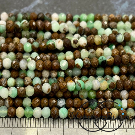 Хризопраз натур., бусины граненые рондели ок. 4.5х3 мм (нить, ок. 120 шт.)