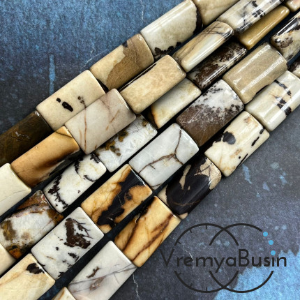 Яшма, бусины плоские прямоугольники ок. 12х20 мм (нить, ок. 20 шт.)