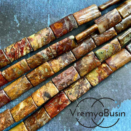 Яшма, бусины плоские прямоугольники ок. 12х20 мм (нить, ок. 20 шт.)