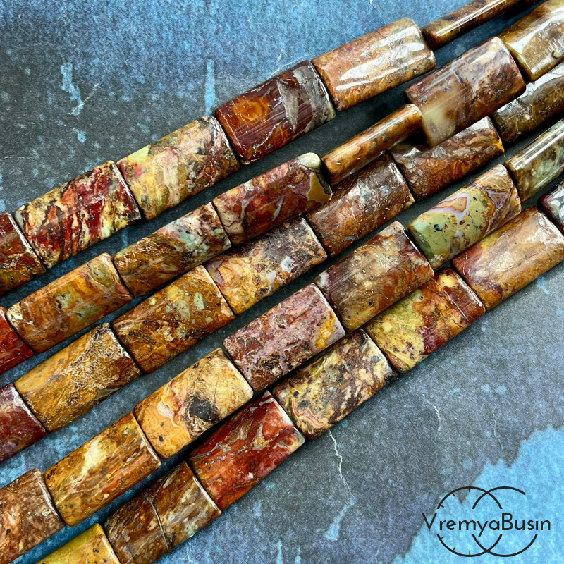 Яшма, бусины плоские прямоугольники ок. 12х20 мм (нить, ок. 20 шт.)