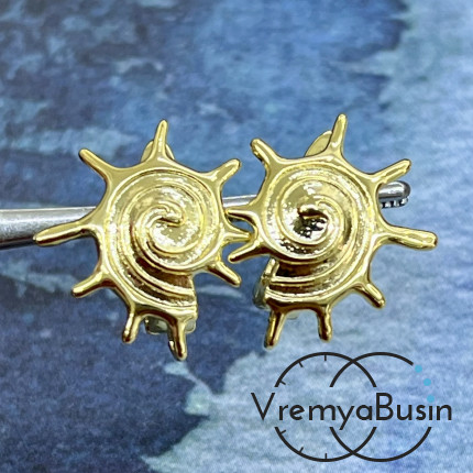 Швензы "Ракушка" с английским замком, 15х17 мм, латунь с позолотой (1 пара)