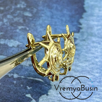 Швензы "Ракушка" с английским замком, 15х17 мм, латунь с позолотой (1 пара)