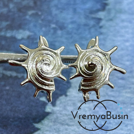 Швензы "Ракушка" с английским замком, 15х17 мм, латунь с родиевым покрытием (1 пара)