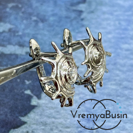 Швензы "Ракушка" с английским замком, 15х17 мм, латунь с родиевым покрытием (1 пара)