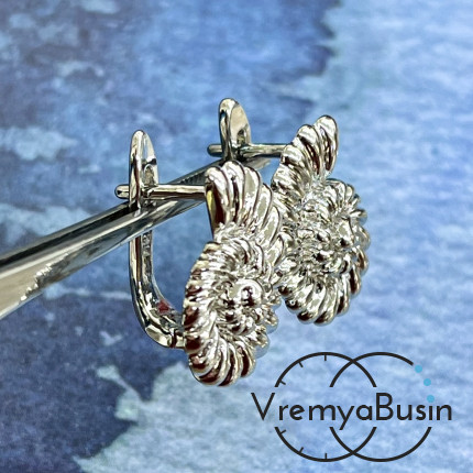 Швензы "Ракушка" с английским замком, 17х12 мм, латунь с родиевым покрытием (1 пара)