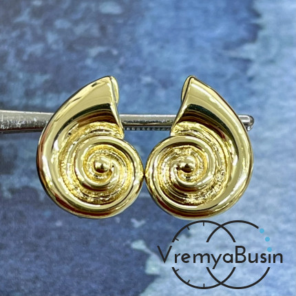 Швензы "Ракушка" с английским замком, 16х12 мм, латунь с позолотой (1 пара)