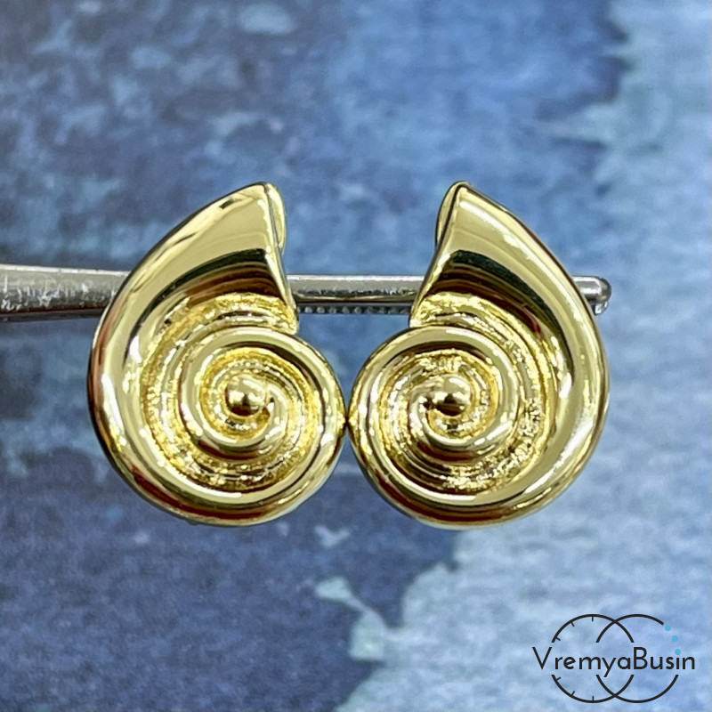 Швензы "Ракушка" с английским замком, 16х12 мм, латунь с позолотой (1 пара)