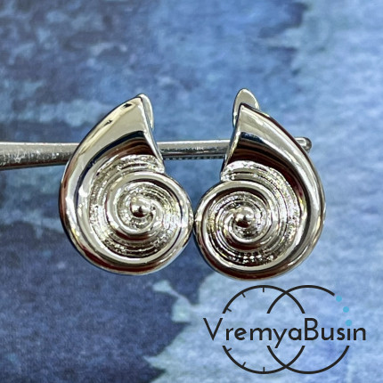 Швензы "Ракушка" с английским замком, 16х12 мм, латунь с родиевым покрытием (1 пара)