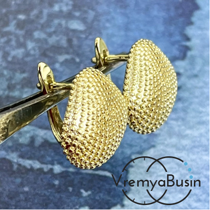 Швензы "Ракушка" с английским замком, 17х17 мм, латунь с позолотой (1 пара)