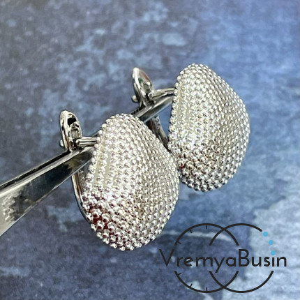 Швензы "Ракушка" с английским замком, 17х17 мм, латунь с родиевым покрытием (1 пара)