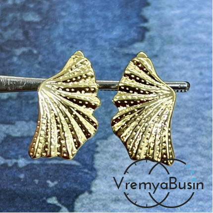 Швензы "Ракушка" с английским замком, 18х12 мм, латунь с позолотой (1 пара)