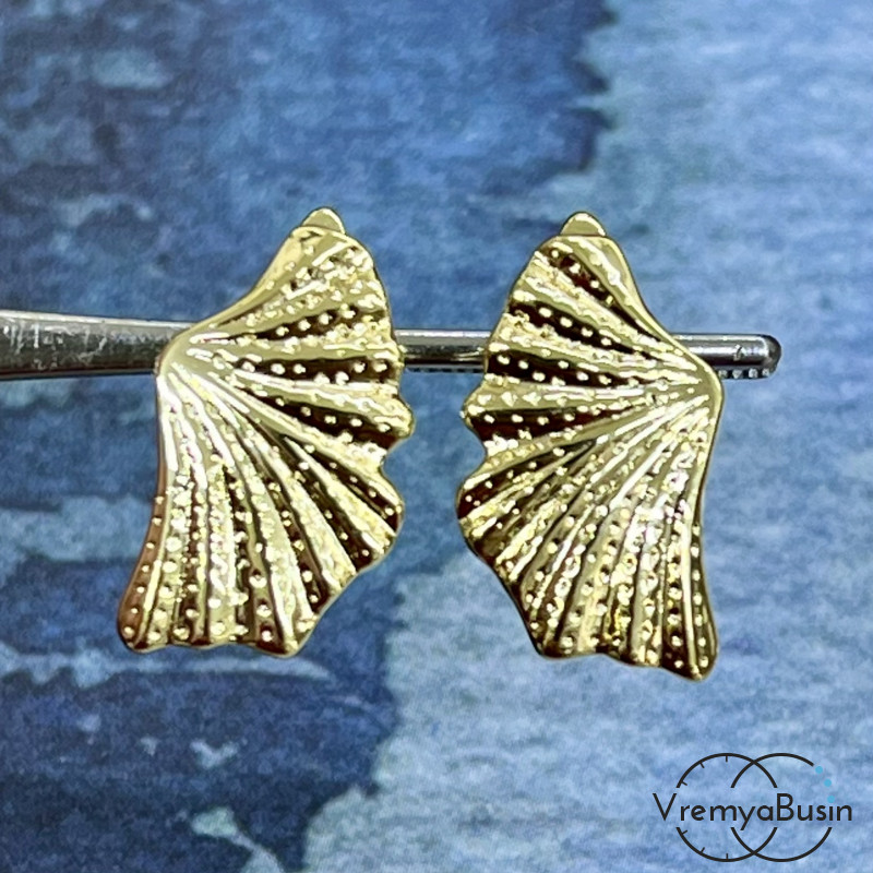 Швензы "Ракушка" с английским замком, 18х12 мм, латунь с позолотой (1 пара)