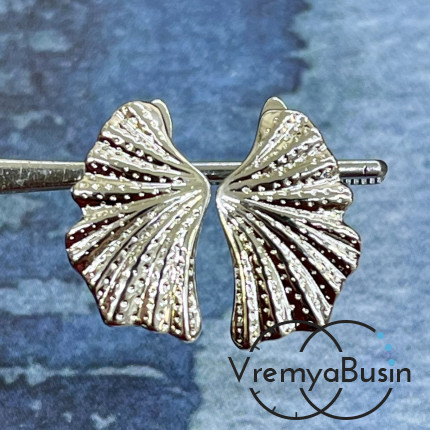 Швензы "Ракушка" с английским замком, 18х12 мм, латунь с родиевым покрытием (1 пара)