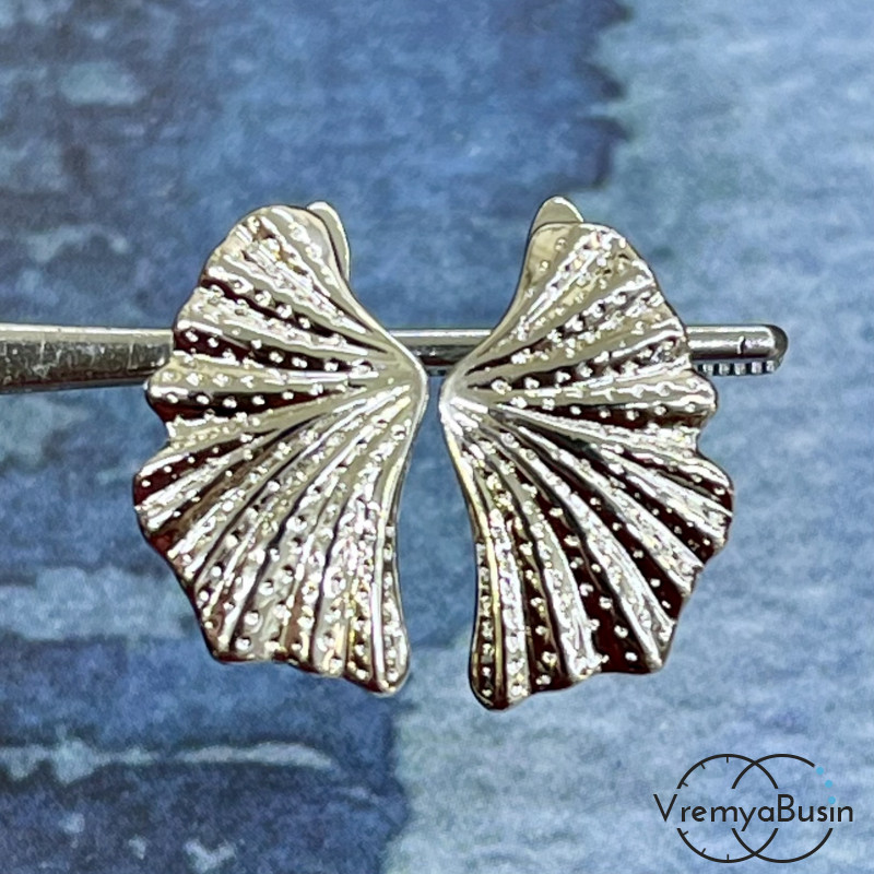 Швензы "Ракушка" с английским замком, 18х12 мм, латунь с родиевым покрытием (1 пара)