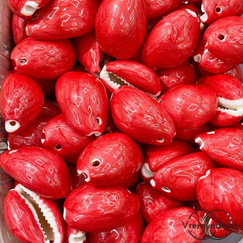 Подвеска натуральная ракушка с эмалью,  ок. 15х20 мм    (1 шт.)