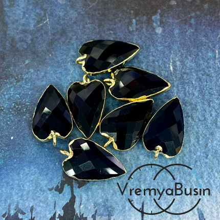 Раухтопаз.  Подвеска «Сердце» из камня в оправе цв. золото, ок. 22х13х6 мм (1 шт.)  