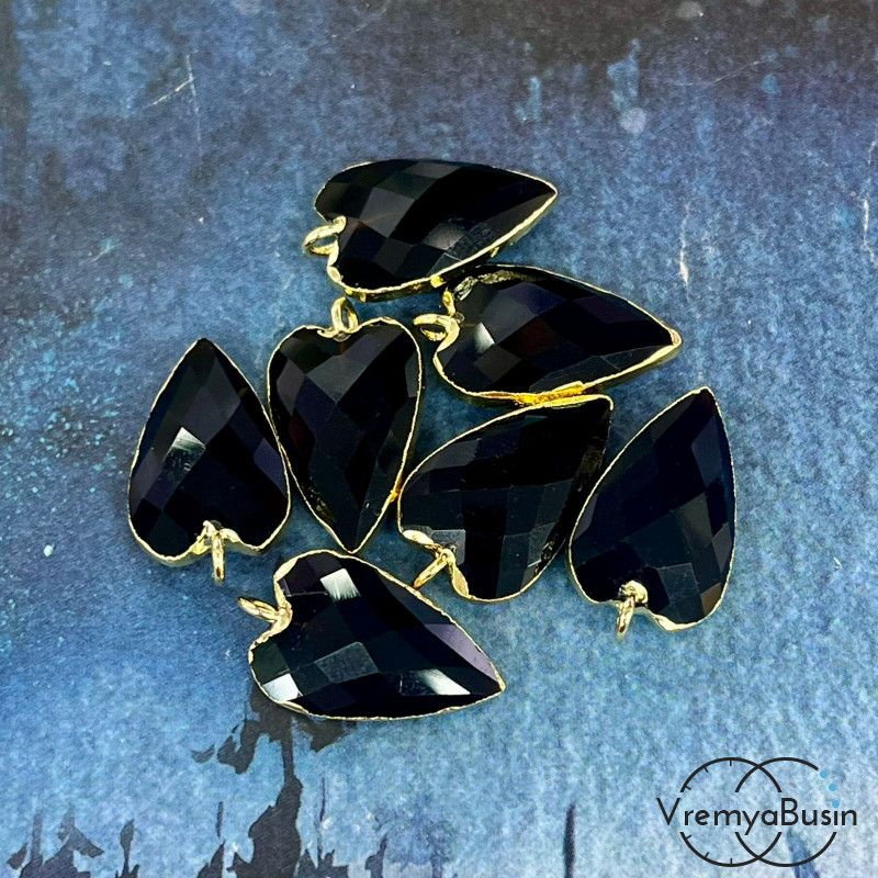 Раухтопаз.  Подвеска «Сердце» из камня в оправе цв. золото, ок. 22х13х6 мм (1 шт.)  