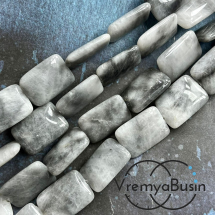 Кошачий глаз натур., бусины плоские прямоугольники ок. 18х25 мм (нить, ок. 16 шт.)