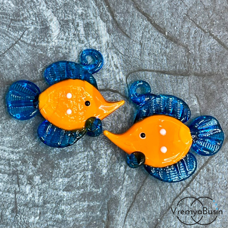 Подвеска из муранского стекла «Рыба», ок. 35х40 мм (1 шт.)