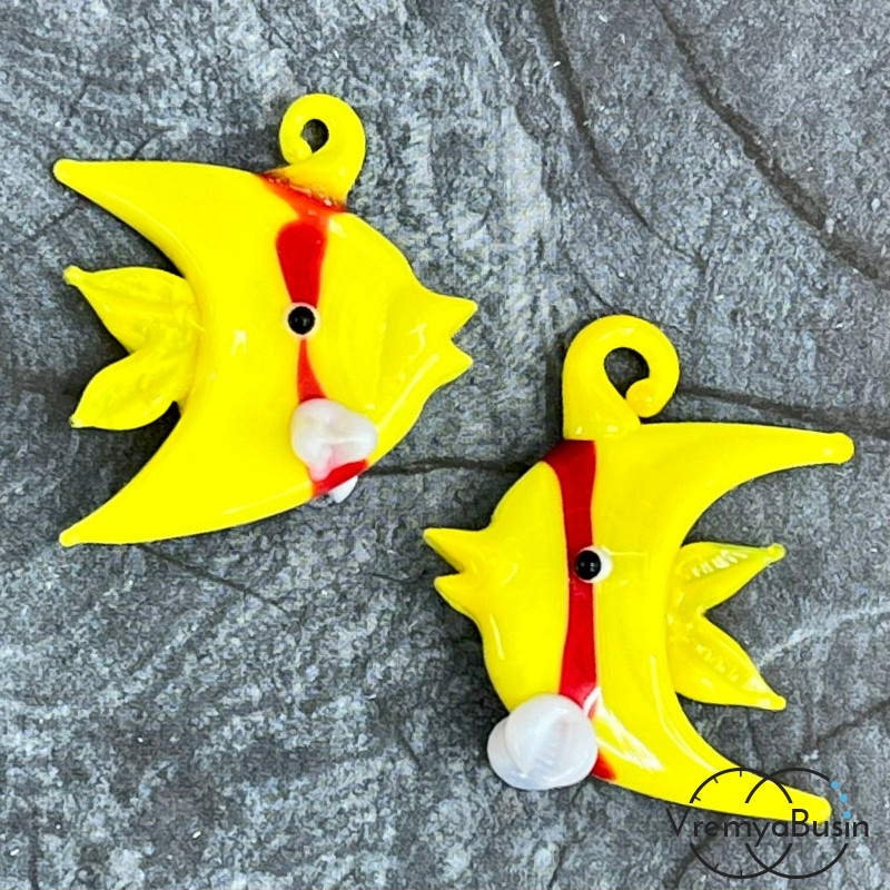 Подвеска из муранского стекла «Рыба», ок. 35х30 мм (1 шт.)