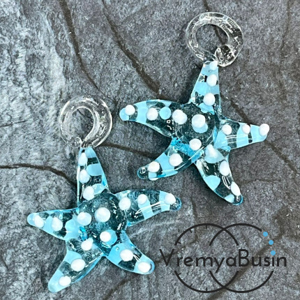 Подвеска из муранского стекла «Морская звезда», ок. 35х30 мм (1 шт.)