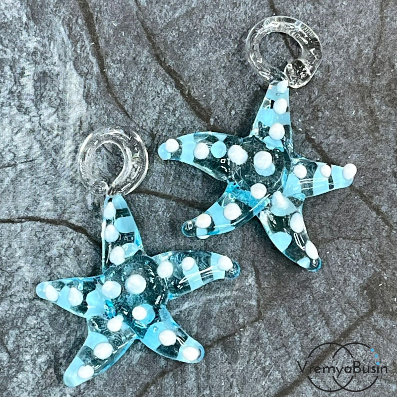 Подвеска из муранского стекла «Морская звезда», ок. 35х30 мм (1 шт.)