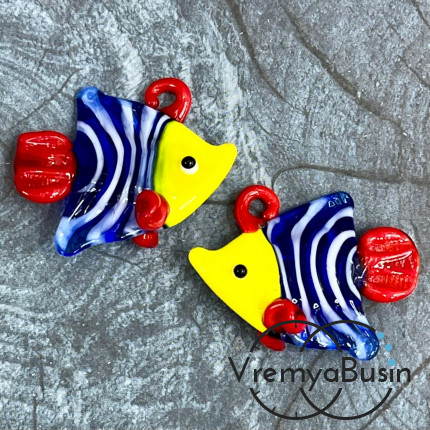 Подвеска из муранского стекла «Рыба», ок. 35х40 мм (1 шт.)