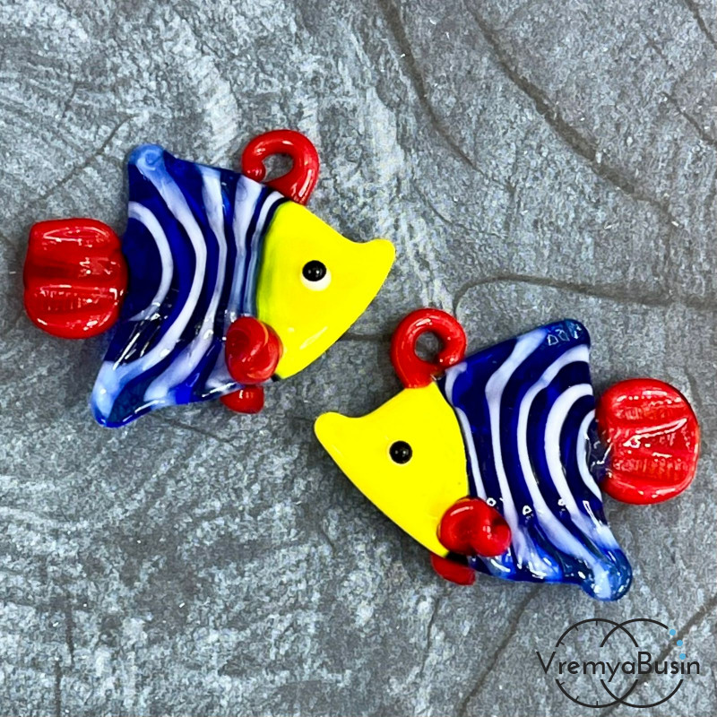 Подвеска из муранского стекла «Рыба», ок. 35х40 мм (1 шт.)