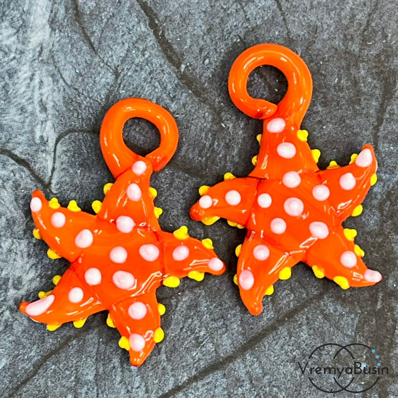 Подвеска из муранского стекла «Морская звезда», ок. 35х30 мм (1 шт.)