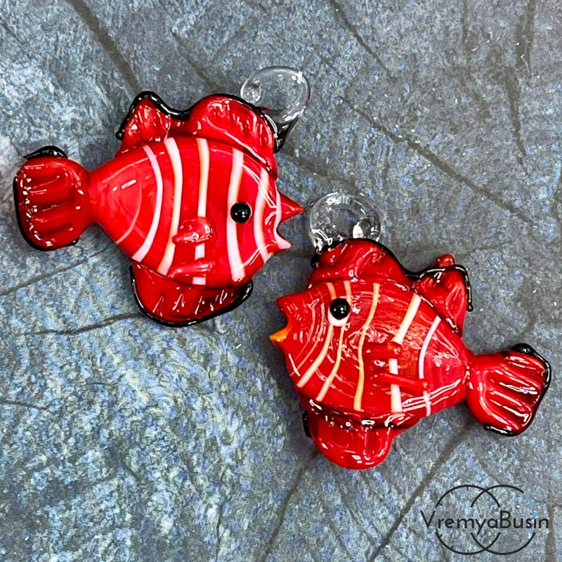 Подвеска из муранского стекла «Рыба», ок. 35х40 мм (1 шт.)