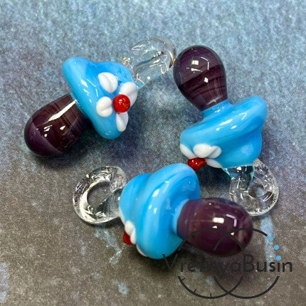 Подвеска из стекла лэмпворк "Грибок", ок. 25х15 мм (1 шт.)