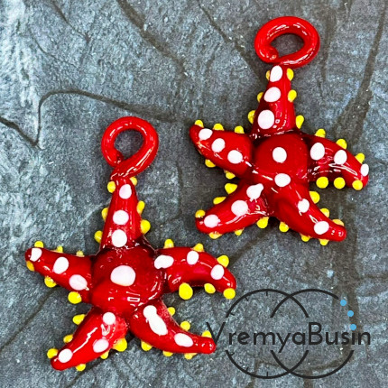 Подвеска из муранского стекла «Морская звезда», ок. 35х30 мм (1 шт.)