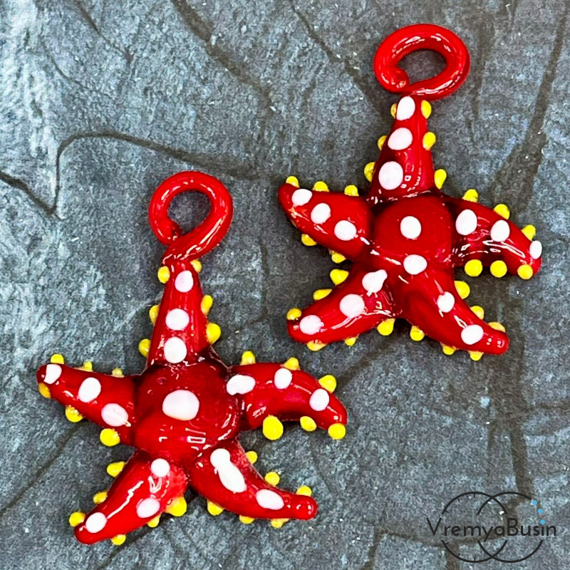 Подвеска из муранского стекла «Морская звезда», ок. 35х30 мм (1 шт.)