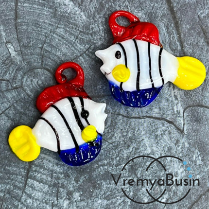 Подвеска из муранского стекла «Рыба», ок. 35х40 мм (1 шт.)