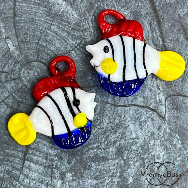 Подвеска из муранского стекла «Рыба», ок. 35х40 мм (1 шт.)