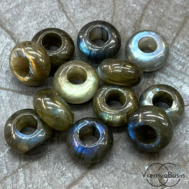 Лабрадор, бусина в стиле Пандора, 6х12 мм (1 шт.)