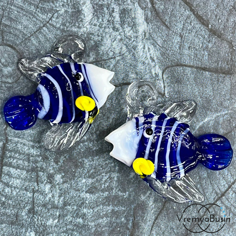 Подвеска из муранского стекла «Рыба», ок. 35х40 мм (1 шт.)