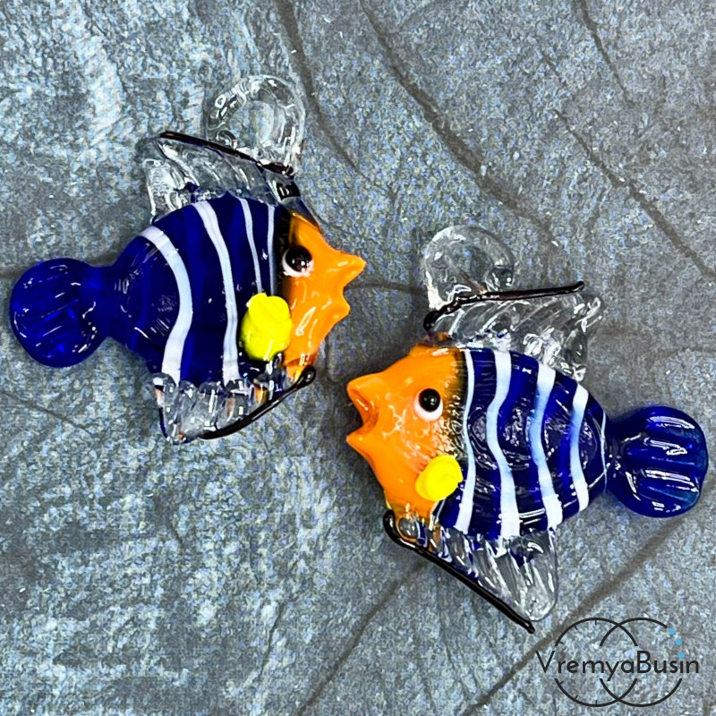 Подвеска из муранского стекла «Рыба», ок. 35х40 мм (1 шт.)