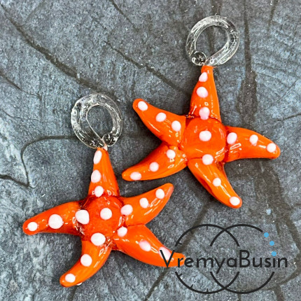 Подвеска из муранского стекла «Морская звезда», ок. 35х30 мм (1 шт.)