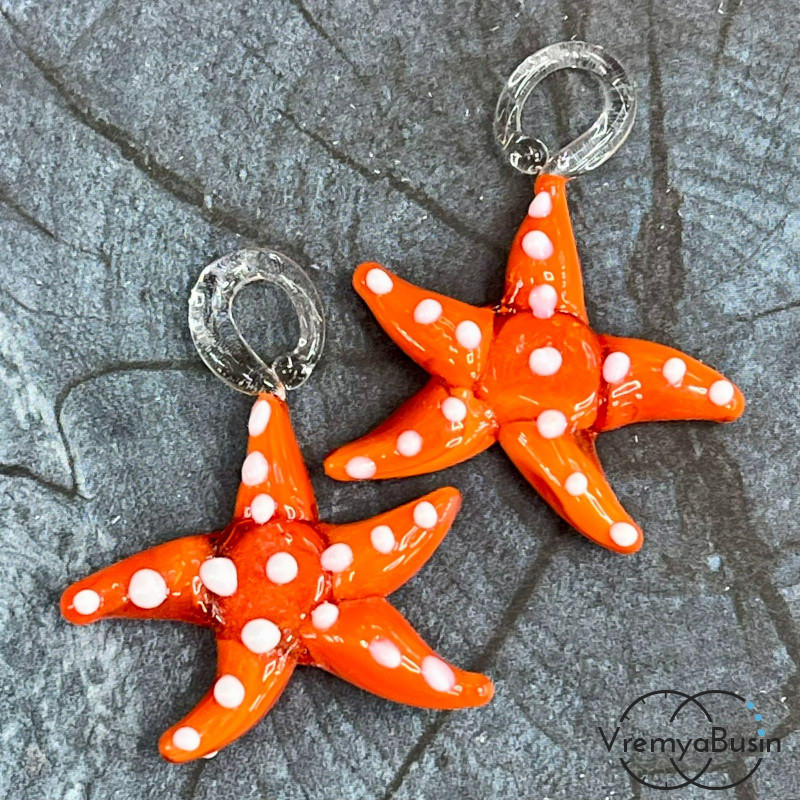 Подвеска из муранского стекла «Морская звезда», ок. 35х30 мм (1 шт.)