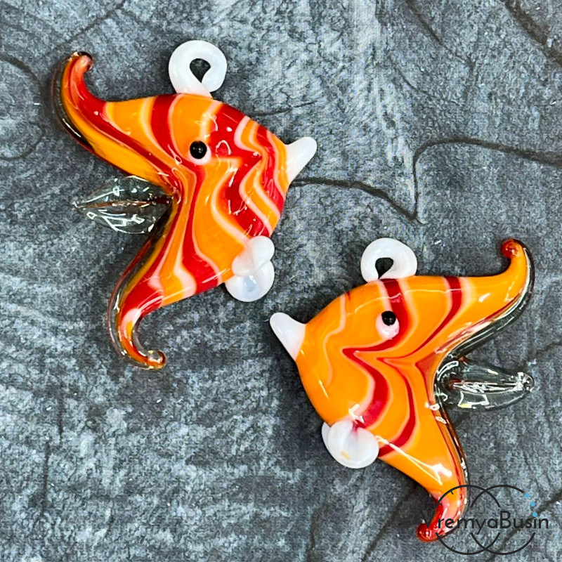 Подвеска из муранского стекла «Рыба», ок. 35х40 мм (1 шт.)