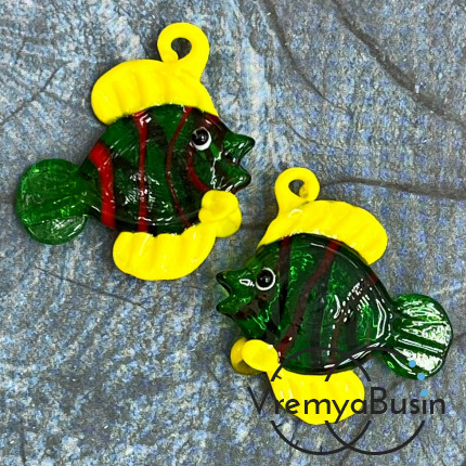 Подвеска из муранского стекла «Рыба», ок. 35х40 мм (1 шт.)