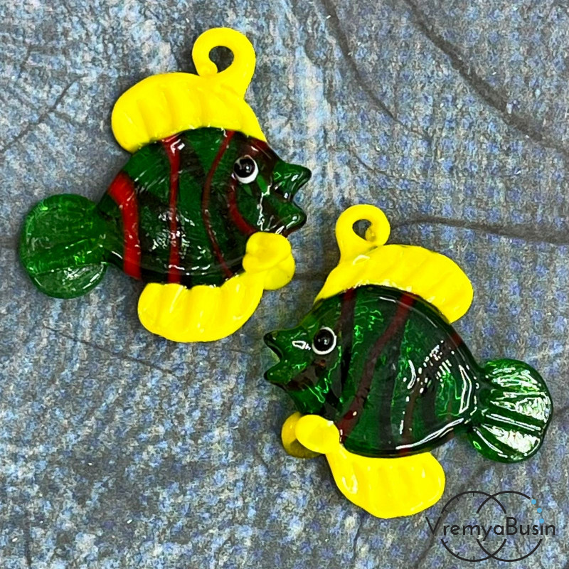 Подвеска из муранского стекла «Рыба», ок. 35х40 мм (1 шт.)