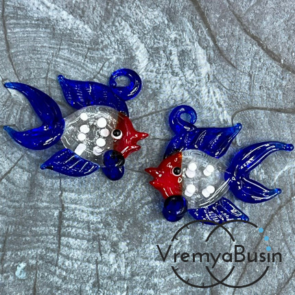 Подвеска из муранского стекла «Рыба», ок. 35х40 мм (1 шт.)