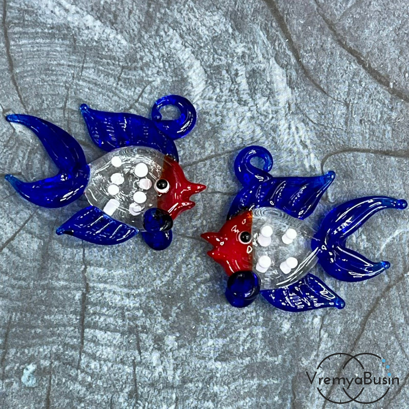 Подвеска из муранского стекла «Рыба», ок. 35х40 мм (1 шт.)
