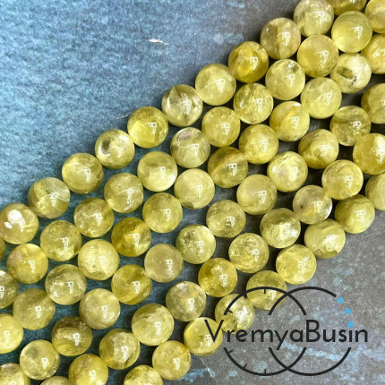 Лепидолит лимонный натур.,  бусины гладкие шарики ок. 8.5 мм (ок. 23 шт.)