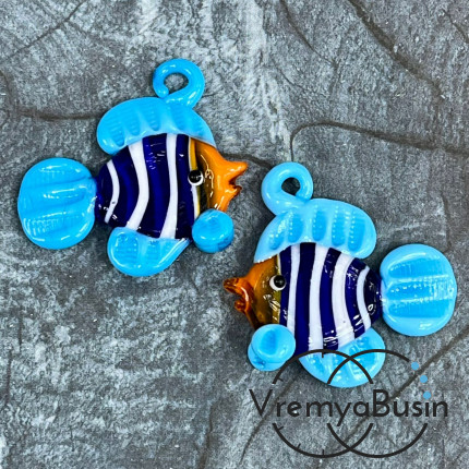 Подвеска из муранского стекла «Рыба», ок. 35х40 мм (1 шт.)