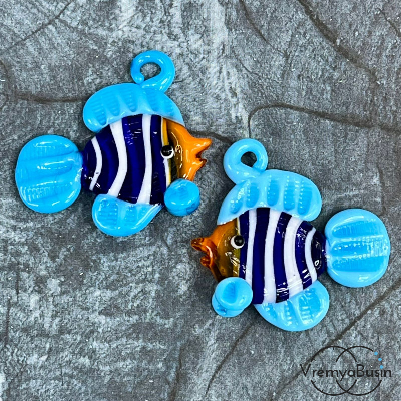 Подвеска из муранского стекла «Рыба», ок. 35х40 мм (1 шт.)